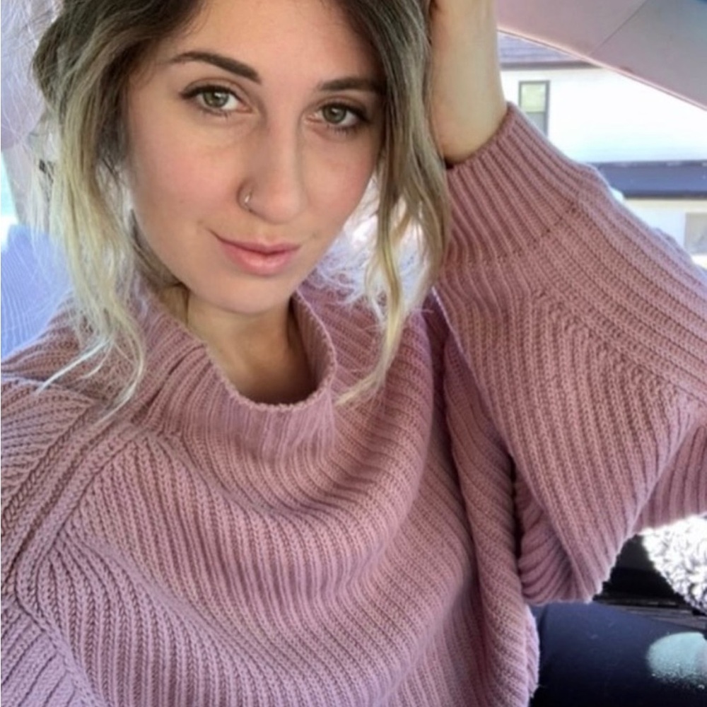 Free People Dusty Rose Cowl Neck Sweater